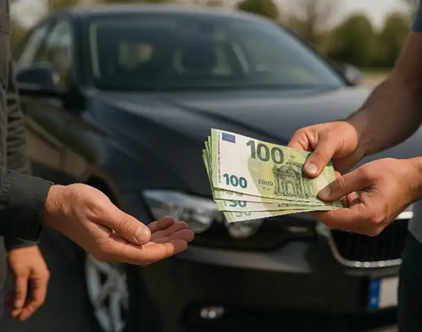 Ein erfolgreicher Barkauf beim Autoankauf in Papenburg zeigt zufriedene Verkäufer.